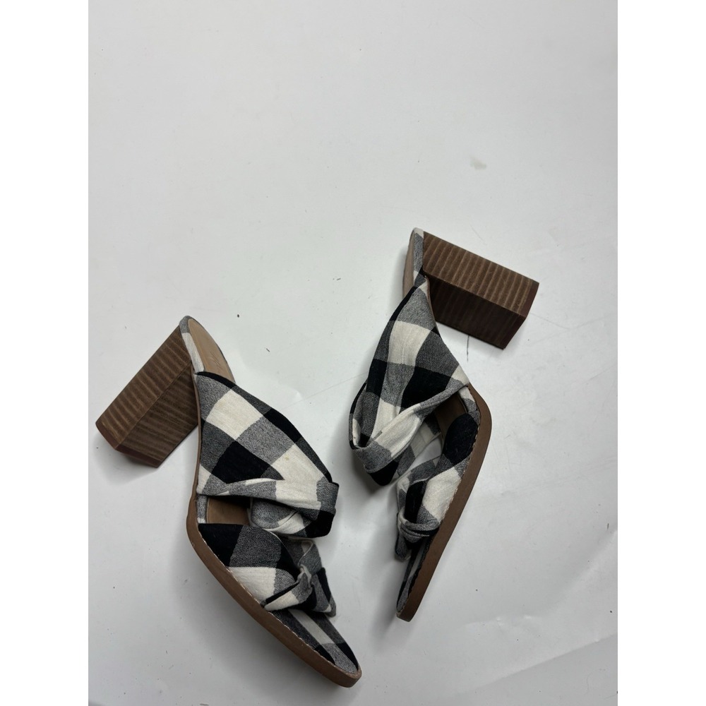 Madewell Women's Alexandria High Heeled‎ Mule Black/White Buffalo Plaid Size 7.5